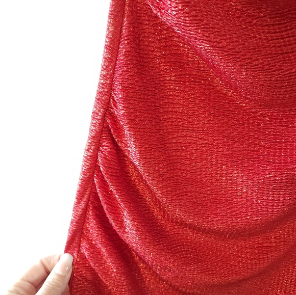 Lori M metallic red ruched dress sz large - Picture 3 of 4